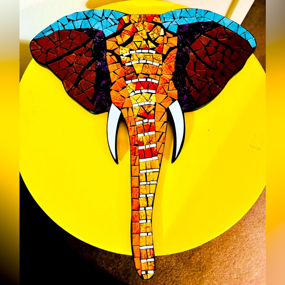 Beautiful Multicolor Elephant Head Mosaic Wall Art Hanging MAKE ME A OFFER!!